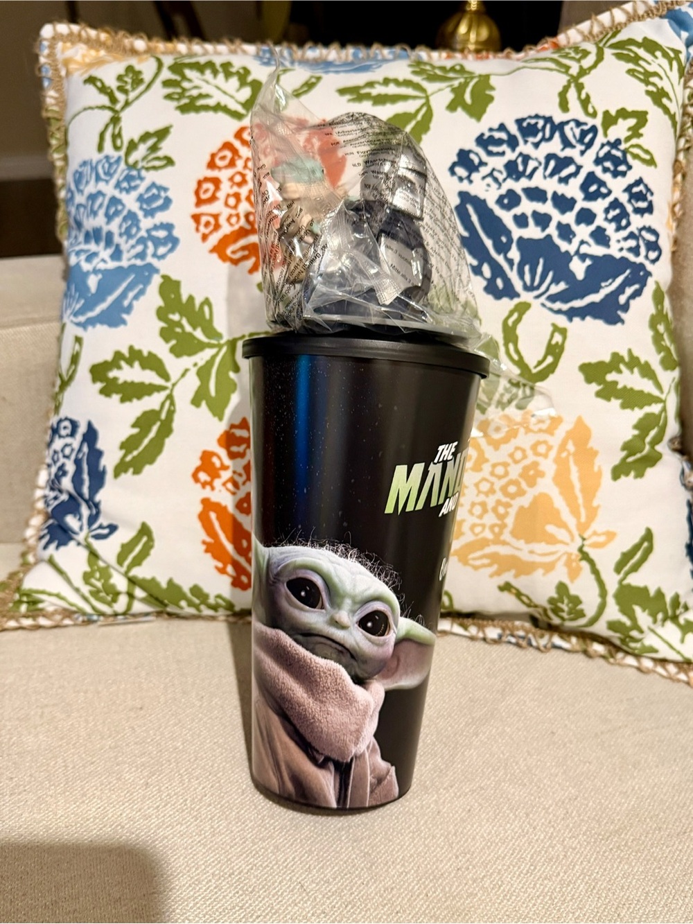 The Mandalorian & Grogu Black Cup With Mando Grogu Topper AMC  Star Wars